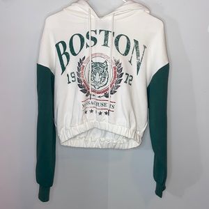 Boston graphic cropped Hoodie